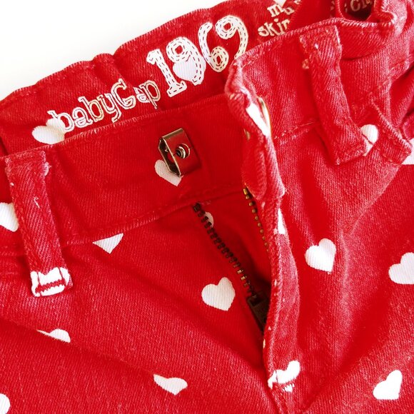 Baby Gap 1969 Red Mini Skinny Heart Print Denim Pants 12-18 Months - Picture 6 of 9